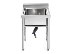 Fregadeiro de Aço Inoxidável com 1 Compartimento SucceBuy, 93x61x60cm, para Lavar na Cozinha de Restaurantes, Banheiro, Garagens