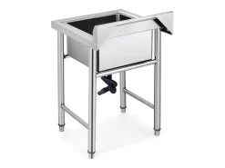 Fregadeiro de Aço Inoxidável com 1 Compartimento SucceBuy, 93x61x60cm, para Lavar na Cozinha de Restaurantes, Banheiro, Garagens