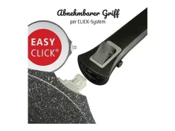 Frigideira antiaderente Easy Click GSW em alumínio de 28 cm com tampa de vidro e alças removíveis, compatível com indução