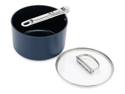 Frigideira antiaderente Joseph Joseph Space 19 cm com cabo dobrável e tampa, para indução e forno até 232°C, economia de espaço.