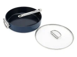 Frigideira antiaderente Joseph Joseph Space 28 cm (3.8 qt), com mango plegável de aço inox e tampa de vidro, apta para indução e forno até 232°C.