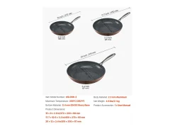 Frigideira de Alumínio SucceBuy, 3 Peças 20/27/30 Cm, Frigideira Antiaderente de Cerâmica com Pega Resistente ao Calor, para Gás, Elétrica