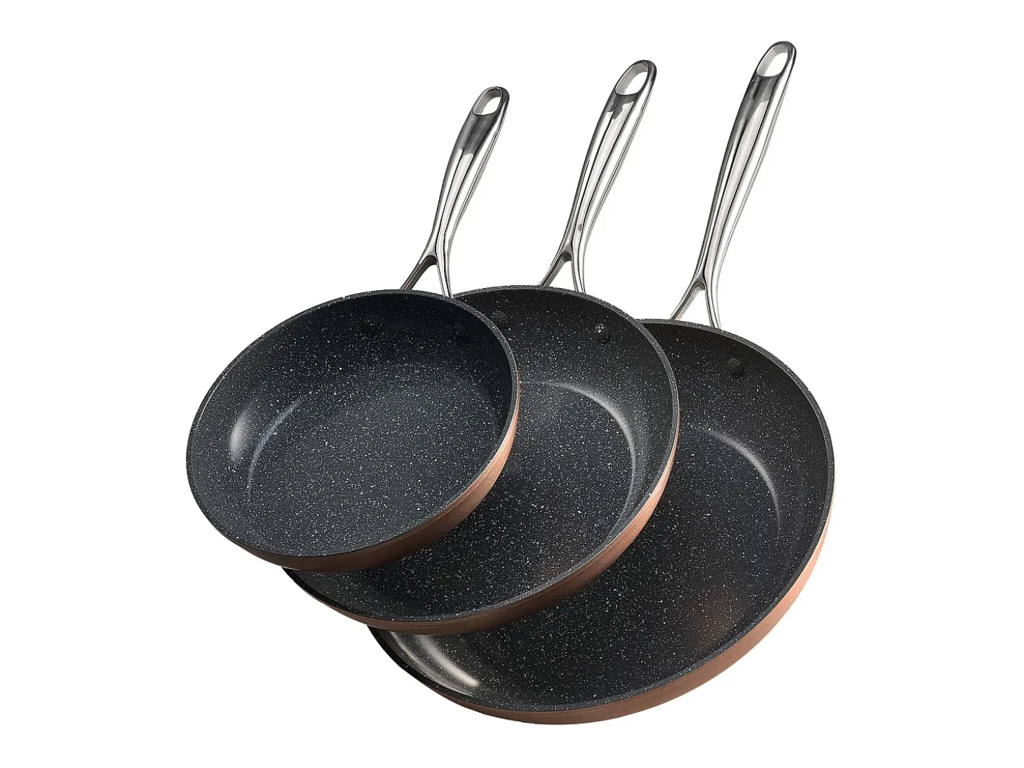 Frigideira de Alumínio SucceBuy, 3 Peças 20/27/30 Cm, Frigideira Antiaderente de Cerâmica com Pega Resistente ao Calor, para Gás, Elétrica