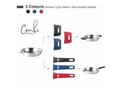 Frigideira de aço inoxidável de 28 cm com cabo removível e sistema Click & Lock - Coleção COMBI da LACOR