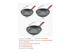 Frigideira em Alumínio SucceBuy, 3 Peças 25/28/32,5 Cm, Frigideira Antiaderente Pré-temperada com Pega Resistente ao Calor, para Gás, Elétrica, Cinzenta