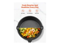 Frigideira em Ferro Fundido SucceBuy, 4 Peças 15,5/20,5/26/30,5 Cm, Frigideira Pré-Temperada com Pega em Silicone Resistente ao Calor, para Forno, Gás, Elétrica