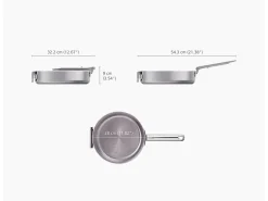 Frigideira para saltear Joseph Joseph Space Steel 28 cm, em aço inox, com mango plegável e tampa, apta para indução e forno.