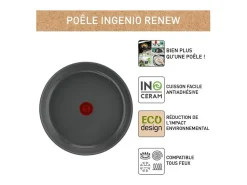 Frigideira Tefal Ingenio Renew 28 cm, cerâmica antiaderente, indução, cabo removível, fabricada em França