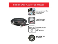 Frigideiras Tefal Ingenio Easy Plus 24/28 cm antiaderentes, cabo removível, não indução, fabricadas em França
