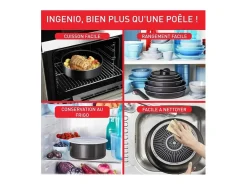 Frigideiras Tefal Ingenio Easy Plus 24/28 cm antiaderentes, cabo removível, não indução, fabricadas em França