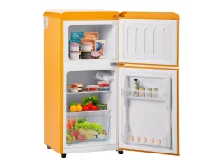 Frigorífico de 60 litros com 2 portas e iluminação LED - Consumo energético de 102 kWh/ano - Amarelo antigo