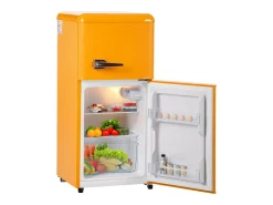 Frigorífico de 60 litros com 2 portas e iluminação LED - Consumo energético de 102 kWh/ano - Amarelo antigo