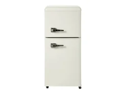 Frigorífico de 60 litros com 2 portas e iluminação LED - Consumo de energia de 102 kWh/ano - Branco cremoso
