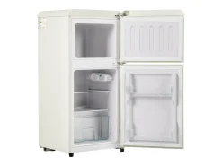 Frigorífico de 60 litros com 2 portas e iluminação LED - Consumo de energia de 102 kWh/ano - Branco cremoso