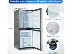 Frigorífico de 106 litros com 7 posições de temperatura e iluminação LED - Prateado