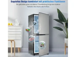 Frigorífico de 106 litros com 7 posições de temperatura e iluminação LED - Prateado