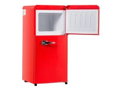 Frigorífico de 60 litros com 2 portas e iluminação LED - Consumo energético de 102 kWh/ano - Vermelho