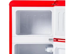 Frigorífico de 60 litros com 2 portas e iluminação LED - Consumo energético de 102 kWh/ano - Vermelho