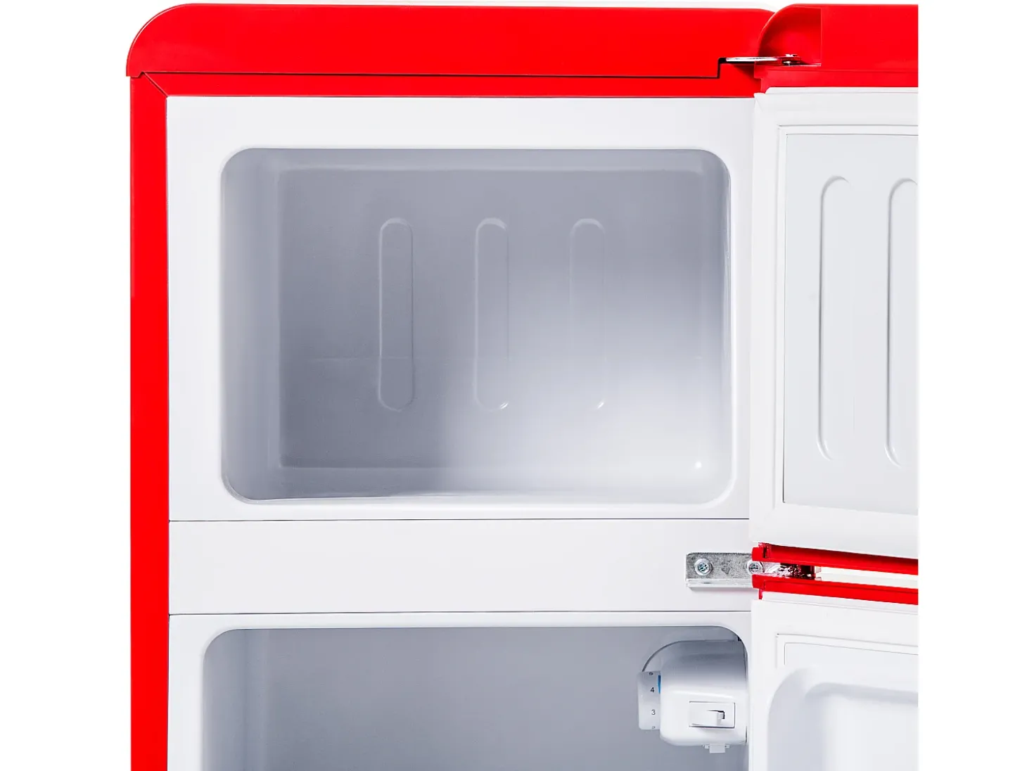 Frigorífico de 60 litros com 2 portas e iluminação LED - Consumo energético de 102 kWh/ano - Vermelho