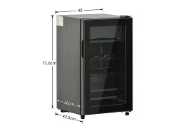 Frigorífico 76L com congelador e gaveta para legumes - Classe E - com LED e porta de vidro - 42dB - temperatura ajustável - 43.5x40x71.6cm