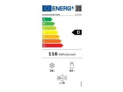 Frigorífico 28L+64L, -27°C~13°C, 116 kWh/ano, 45dB, eficiência energética D, Preto, 41x45.5x105.5cm