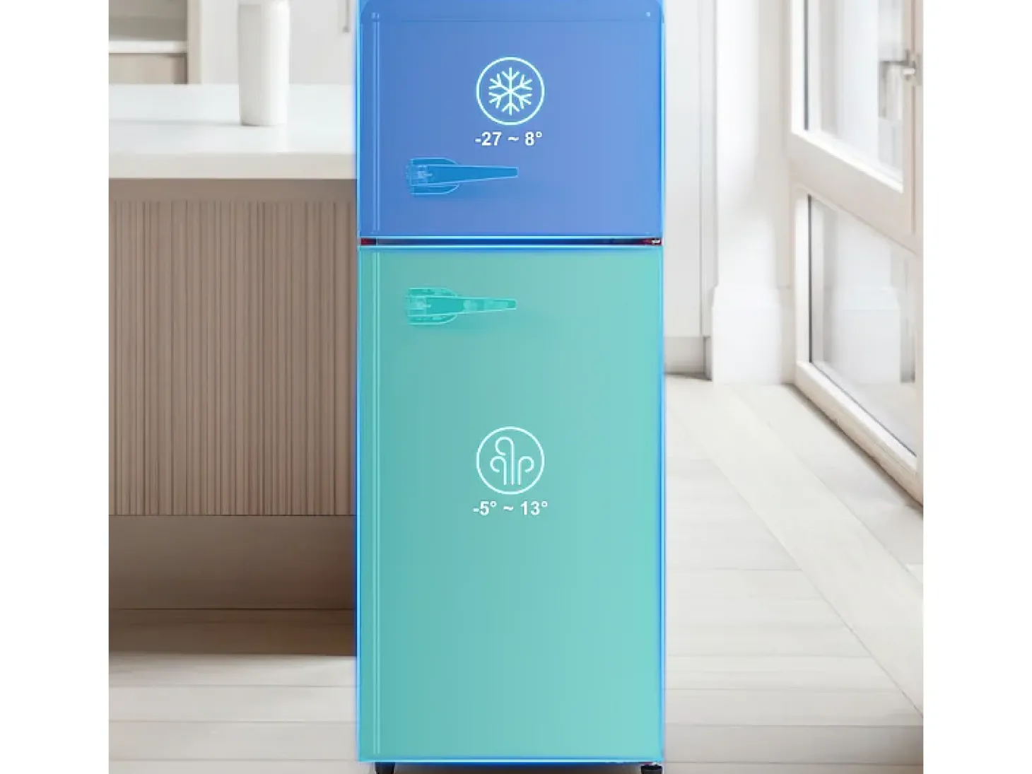 Frigorífico 28L+64L, -27°C~13°C, 116 kWh/ano, 45dB, eficiência energética D, Vermelho, 41x45.5x105.5cm
