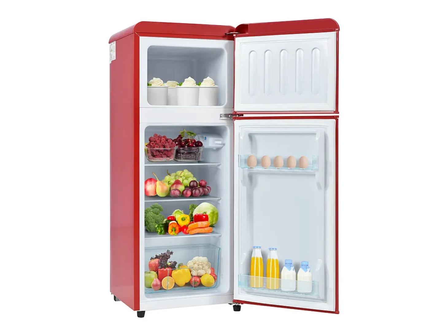 Frigorífico 28L+64L, -27°C~13°C, 116 kWh/ano, 45dB, eficiência energética D, Vermelho, 41x45.5x105.5cm