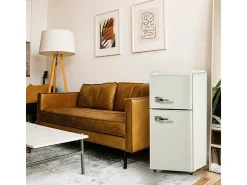 Frigorífico 22L+38L, porta dupla com LED e pés ajustáveis, classe E, -27°C-13°C, 102 kWh/ano, Branco, 42x45.5x88.8cm
