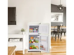 Frigorífico 22L+38L, porta dupla com LED e pés ajustáveis, classe E, -27°C-13°C, 102 kWh/ano, Branco, 42x45.5x88.8cm