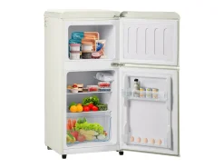 Frigorífico 22L+38L, porta dupla com LED e pés ajustáveis, classe E, -27°C-13°C, 102 kWh/ano, Branco, 42x45.5x88.8cm