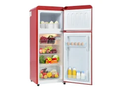 Frigorífico retro de 92 litros com 2 portas e iluminação LED - -27°C a 13°C - Vermelho