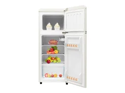 Frigorífico retro de 92 litros com 2 portas e iluminação LED - -27°C a 13°C - Branco antigo