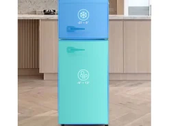 Frigorífico retro de 92 litros com 2 portas e iluminação LED - -27°C a 13°C - Branco antigo