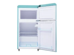 Frigorífico retro de 72 litros com 2 portas e iluminação LED - congelador de 21 litros - Azul-esverdeado