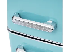 Frigorífico retro de 72 litros com 2 portas e iluminação LED - congelador de 21 litros - Azul-esverdeado