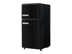 Frigorífico retro de 72 litros com iluminação LED - congelador de 21 litros - Preto