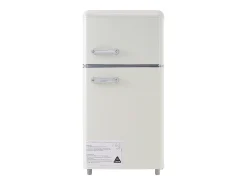 Frigorífico retro de 72 litros com 2 portas e iluminação LED - congelador de 21 litros - Branco