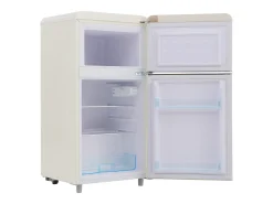 Frigorífico retro de 72 litros com 2 portas e iluminação LED - congelador de 21 litros - Branco