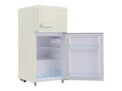 Frigorífico retro de 72 litros com 2 portas e iluminação LED - congelador de 21 litros - Branco