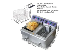 Fritadeira Comercial de Bancada com Tanque Duplo SucceBuy de 6000 W