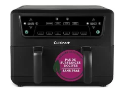 Fritadeira sem óleo Cuisinart Airfryer AFD10OBLE 10,4L Duplo Compartimento 2400W Preta, 7 Modos, Sem PFAS