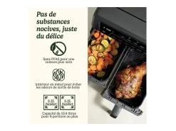 Fritadeira sem óleo Cuisinart Airfryer AFD10OBLE 10,4L Duplo Compartimento 2400W Preta, 7 Modos, Sem PFAS