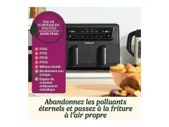 Fritadeira sem óleo Cuisinart Airfryer AFD10OBLE 10,4L Duplo Compartimento 2400W Preta, 7 Modos, Sem PFAS