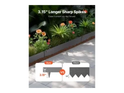 Fronteiras para Plantar SucceBuy Bordas de Jardim em Aço, 5 Peças, 99 x 7,5 cm, Durável, Cinza Escuro