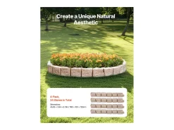 Fronteiras para Plantar SucceBuy Orla de Jardim com Pedra Artificial 1190 x 100 x 155 mm
