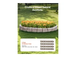 Fronteiras para Plantar SucceBuy Orla de Jardim com Imitação de Pedra Natural 1190 x 100 x 155 mm Castanho