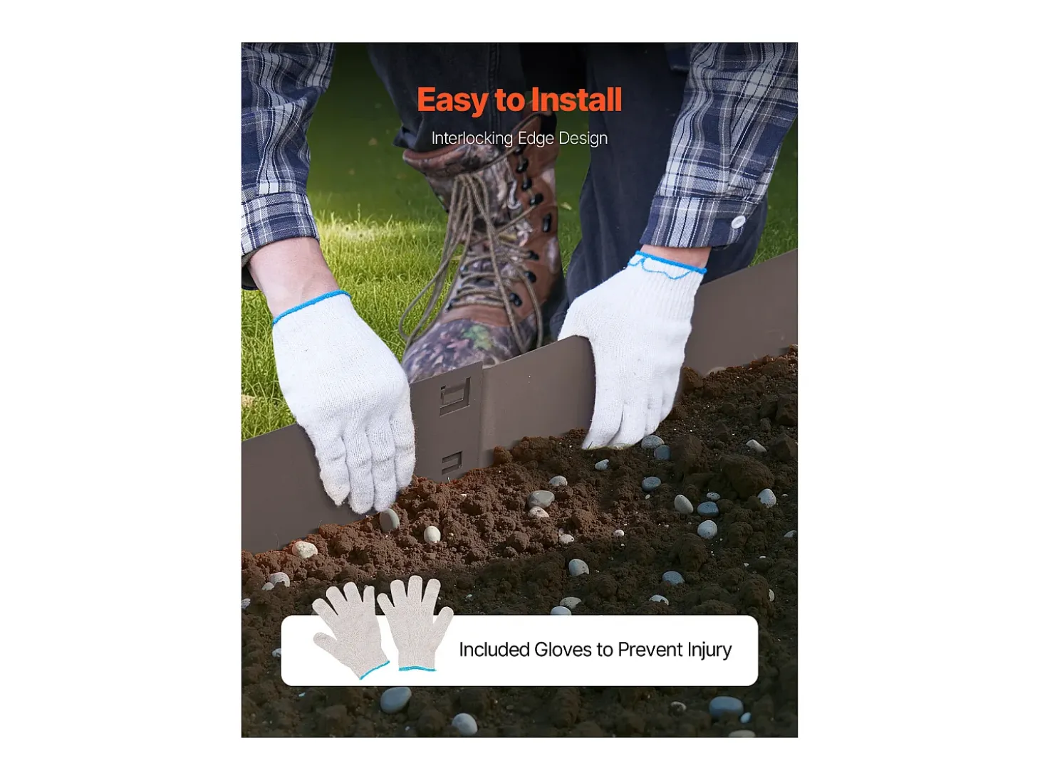 Fronteiras para Plantar SucceBuy Bordas de Jardim em Aço, Embalagem de 5, 99 x 7,5 cm, Resistente à Ferrugem, Castanho
