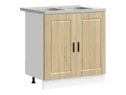 Gabinete Base para Pia Porto 2 pcs Castanho Madeira processada