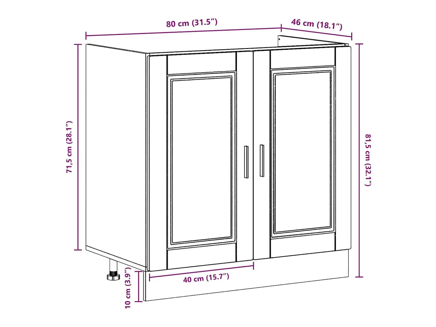 Gabinete Base para Pia Porto 2 pcs Castanho Madeira processada