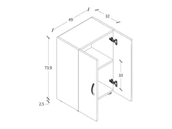 Gabinete do escritório Ulas Antracite A. 74 x L. 49 x P. 34 cm